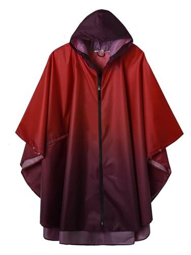 SaphiRose Rain Poncho Jacket Coat Hooded for Adults with Pockets