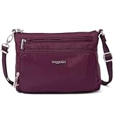 Baggallini Triple Zip Small Crossbody Bag for Women - 8x6 Lightweight Convertible Fanny Pack Belt...