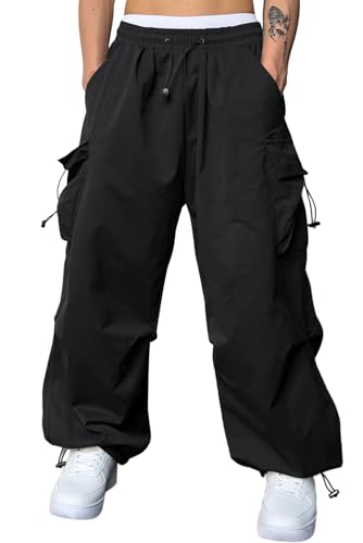 JMIERR Men's Baggy Cargo Pants Trendy Casual Parachute Pant Loose Fit Harem Joggers with Pockets for Streetwea