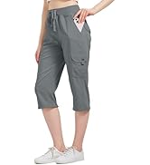 Toumett Women's Cargo Capris Hiking Pants Quick Dry Lightweight Athletic Outdoor Travel Loose Fit...