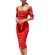 PRETTYGARDEN Women's Summer Dresses | Off The Shoulder, Ruched, Bodycon, Sleeveless
