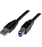 StarTech.com 2m 6 ft Certified SuperSpeed USB 3.0 A to B Cable Cord - USB 3 Cable - 1x USB 3.0 A ...