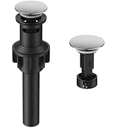 Bathroom Sink Drain with Overflow, Hurran Matte Black Bathroom Sink Stopper for Bathroom Vanity V...