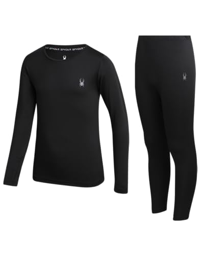 Spyder Kids Thermal Underwear Set - 2 Piece Soft Stretch Moisture Wicking Girls Boys Thermal Set Long Johns for Kids