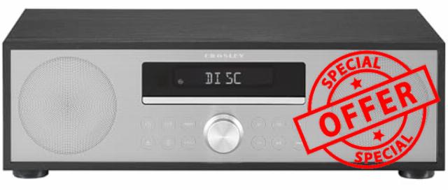 Crosley CR3501A-BK Fleetwood Retro Alarm Clock FM Radio and CD Player with Stereo Bluetooth Speakers