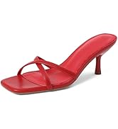 Synchoiss Womens Kitten Heels Open Square Toe Low Heeled Sandals Cross Band Slip on Stiletto Heel...