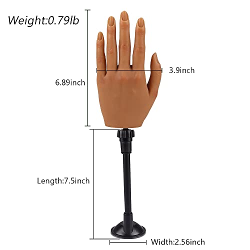 Silicone Fake Hands to Practice Fake Nails Mannequin Hand for Nails Practice and Nail Art Single Left Hand Color 4#