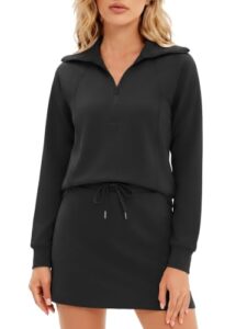Casly Lamiit Half Zip Women 2 Piece Skorts Sets Athletic Sweatshirt Outfits | Long Sleeve