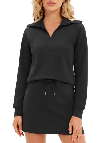 Casly Lamiit Half Zip Women 2 Piece Skorts Sets Athletic Sweatshirt Outfits | Long Sleeve