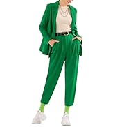 EXLURA Women's Business Blazer and High Elastic Waist Pant Suit Set Loose Fit Casual Fall Winter ...