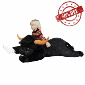 WDXDSOB 38.5 Inch Black Giant Highland Cow Plush Stuffed Animal - Large Cow Pillow Gift for Kids and Adults