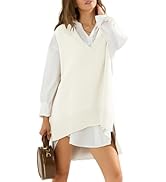 EXLURA Womens Oversized Sweater Vest Knit V Neck Tunic Casual Sleeveless Pullover Tank Tops 2024