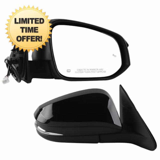 Dasbecan Right Passenger Side Mirror Black Compatible with 2014-2019 Toyota Highlander Heated Manual Fold Power Glass w/Turn Signal Blind Spot Detection# 87910-0E282 TO1321361 (7Pins)