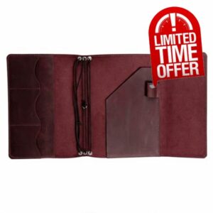 TORAKIP Genuine Leather A5 Notebook Cover – Refillable Journal Case with 3 Elastic Bands
