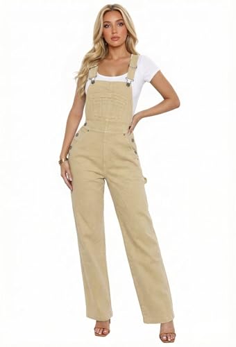 Hybrid & Company Womens Super Comfy Stretch Denim jumpsuit Pants Overalls