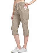 Toumett Women's Cargo Capris Hiking Pants Quick Dry Lightweight Athletic Outdoor Travel Loose Fit...