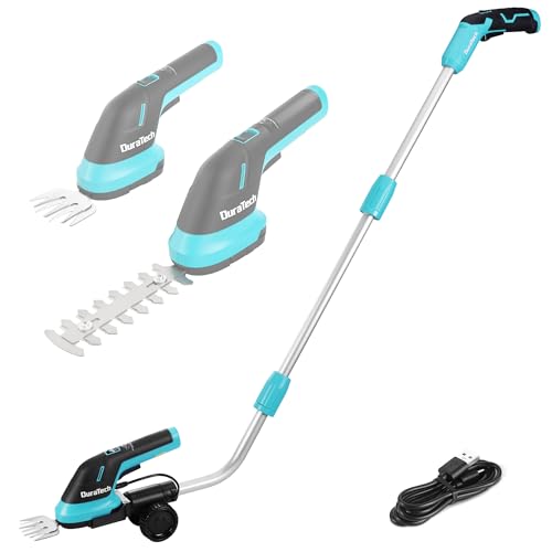 3.6V 3-in-1 Handheld Electric Grass Trimmer & Hedge Shears with 50" Wheeled Extension Pole