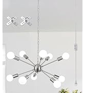 LASENCHOO 10 Lights Plug in Chandelier, Hanging Lights with Plug in Cord 16.4ft & On/Off Switch, ...