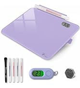 TOWON Desktop Glass Whiteboard with Basic Calculator, 12 Digit LCD Display, Desk Organizers with ...
