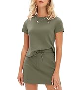 EXLURA Womens Casual Summer 2 Piece Short Skirt Sets Short Sleeve Tshirt And Tennis Skort Dressy ...