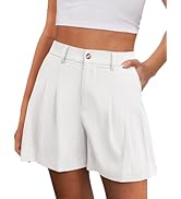 PRETTYGARDEN Womens Shorts Casual 2026 Summer Elastic High Waist Zipper Button Tailored Shorts Pl...