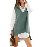 EXLURA Womens Oversized Sweater Vest Knit V Neck Tunic Casual Sleeveless Pullover Tank Tops 2024