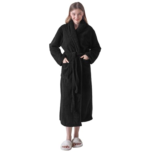 Robes for Women – Premium Plush Fleece Long Bathrobe for Women with Shawl Collar