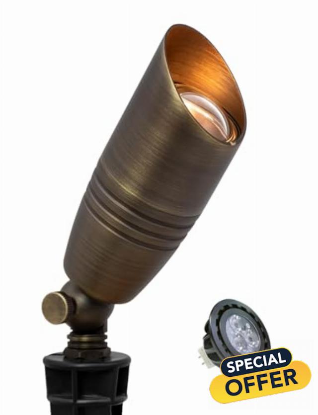 MALORY Brass Landscape Spotlights 1-Pack with MR16 Bulb(S02)