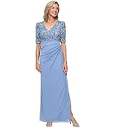 Alex Evenings Womens Long Strapless Printed Jacquard Gown with Matching Shawl