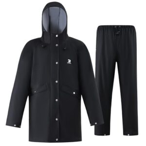 RainRider Rain Suits Waterproof for Men Women Heavy Duty Rain Gear Reflective Jacket Bib Pants 3 Pieces Rainwea