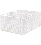 Vagusicc Wicker Storage Basket, Set of 2 Hand-Woven Paper Rope Wicker Basket, Small Storage Baske...