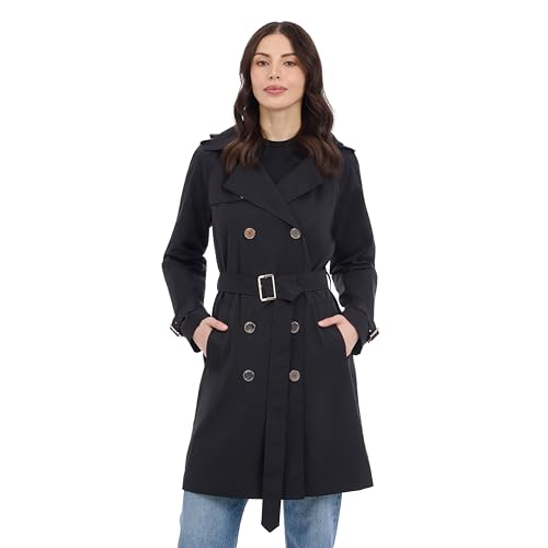 Michael Kors Women's Double Button Trench Coat With Belt and Detachable Hood