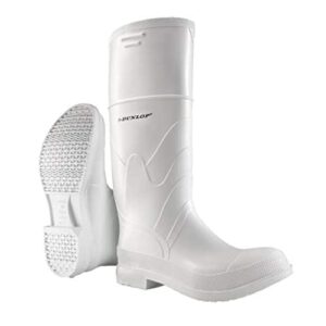 DUNLOP White PVC Plain Toe - Rubber Boots for Men & Women - PVC - Work & Concrete Boots - Waterproof with Tall shaft - Chemical and Slip resistant - White - Size 3-13