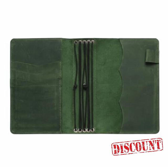Travelers Leather Notebook Cover A6 – Refillable Leather Journal Cover with 5 Elastic Bands