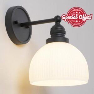 Black Wall Sconce Vintage Bathroom Sconce Light with Frosted Milk Glass Farmhouse Bathroom Vanity Light for Living Room Bedroom Hallway Stairway E26 Hardwire Indoo