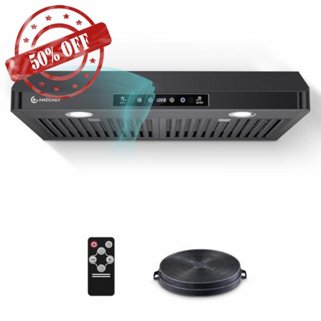 AMZCHEF 30" Under-Cabinet Range Hood - 750 CFM Stainless Steel Kitchen Vent with 3-Speed Fan
