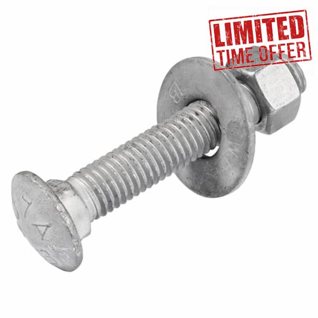3/8" x 2" (50 Pack) Galvanized Carriage Bolt Kit