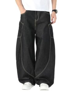 Nutriangee Men's Baggy Barrel Wide Leg Jeans for Men Women Loose Fit Streetwear Y2k Hip Hop Denim Pants