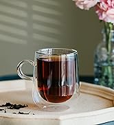 Insulated Coffee Mug, Double Wall Glass, Diamond Shap