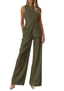 PRETTYGARDEN Women's 2 Piece Sets Summer 2026 Work Clothes Sleeveless Blazer Vest Pants Suits Spring Business Casual Outfits