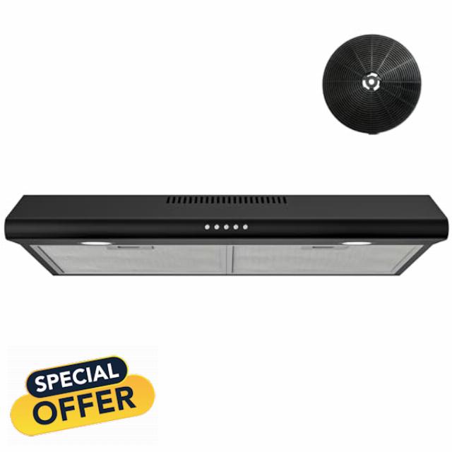 FIREGAS 30 Inch Black Under Cabinet Range Hood