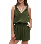 EXLURA Womens Summer 2 Piece Sets Sleeveless V Neck Knotted Tank Tops Shorts Matching Sets Vacati...