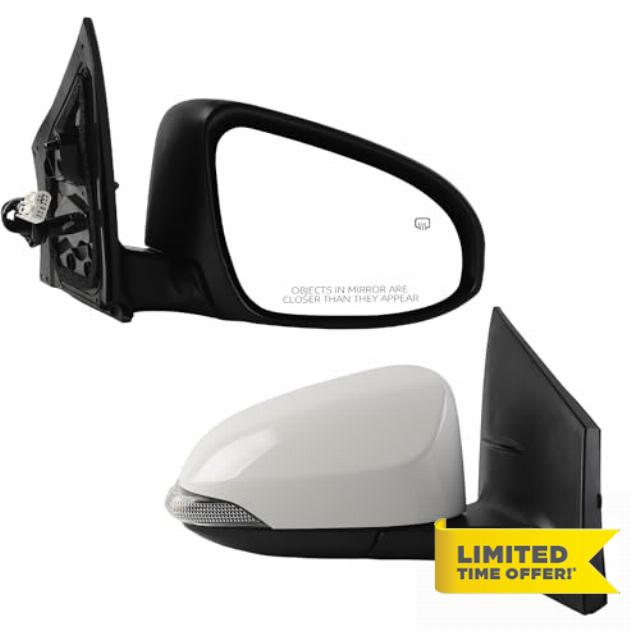 Dasbecan Right Passenger Side Mirror Compatible with Toyota Corolla 2014-2019 Power Glass Heated with Turn Signal Light Door Mirror Assembly Replaces 8791002G10 White 7Pins
