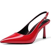Slingback Heels for Women Closed Pointed Toe Kitten Stiletto Heels with Buckle Comfortable Womens...