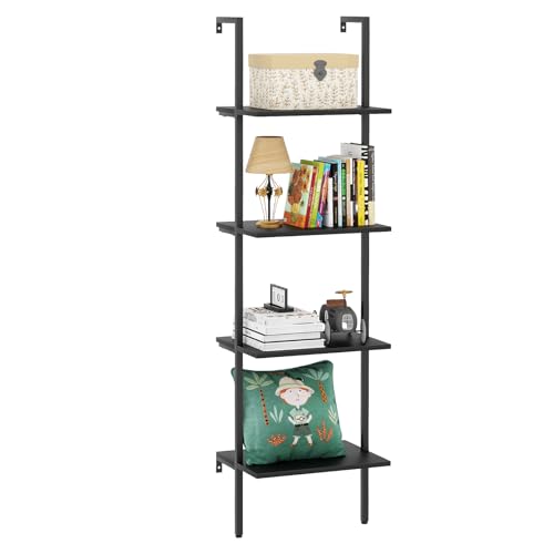 Black Wooden Tall Open Storage Rack and Display Shelves