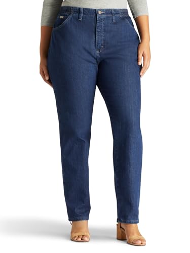 Lee Women's Plus Size Relaxed Fit Side Elastic Tapered Leg Jeans