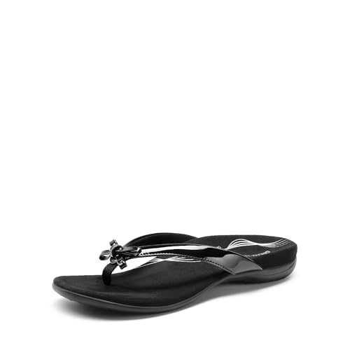 DREAM PAIRS Women's Arch Support Flip Flops Comfortable Dressy Orthopedic Thong Sandals Slides with Bow for Walking Summer Vacatio