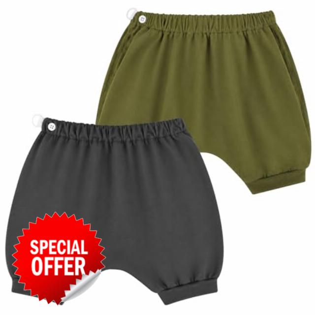 MooMoo Baby Bedwetting Short Pants Diaper Pants for Summer 2 Packs Absorbent Potty Training Pants for Boys and Girls