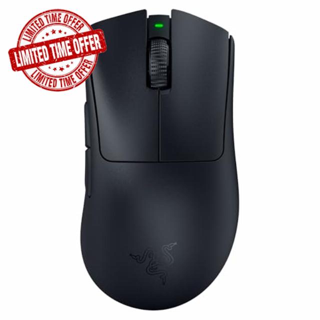 Razer DeathAdder V3 Pro - Black Ultra-lightweight Wireless Ergonomic Esports Mouse - Optical - Cable/Wireless - Radio Frequency - 2.40 GHz - Rechargeable - Black - USB - 30000 dpi - Scroll Wheel - 5 B