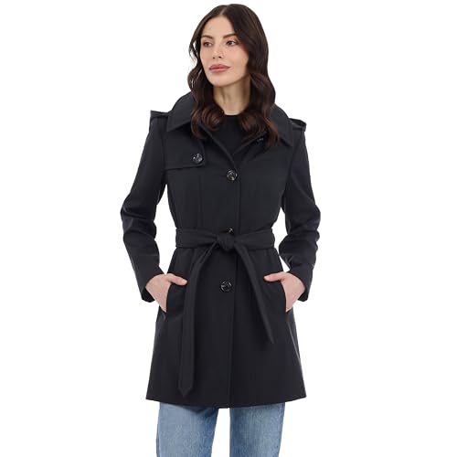 Michael Kors Women's Trench Coat Style Raincoat with Detachable Hood